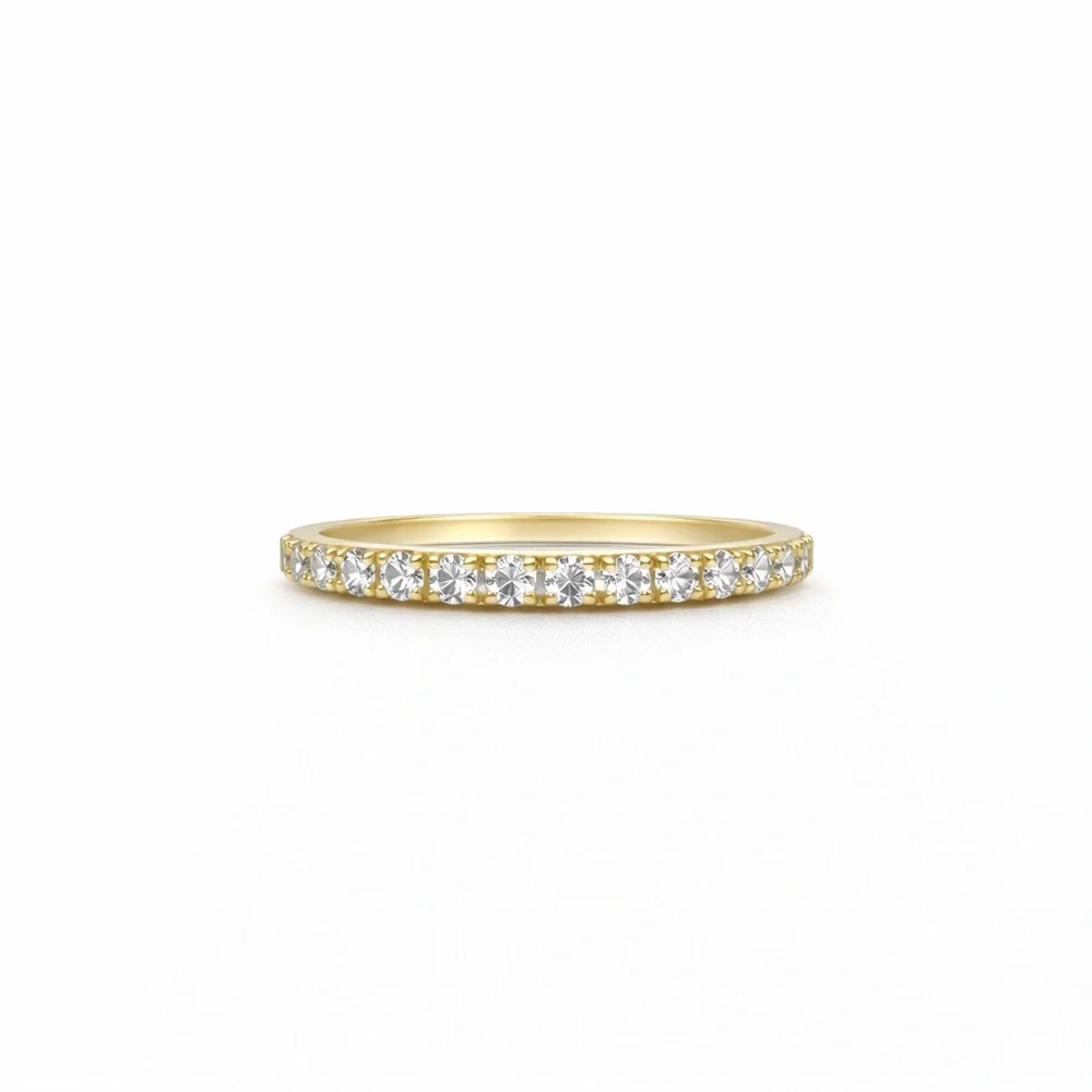 925 Gold Pavé Diamond Eternity Band